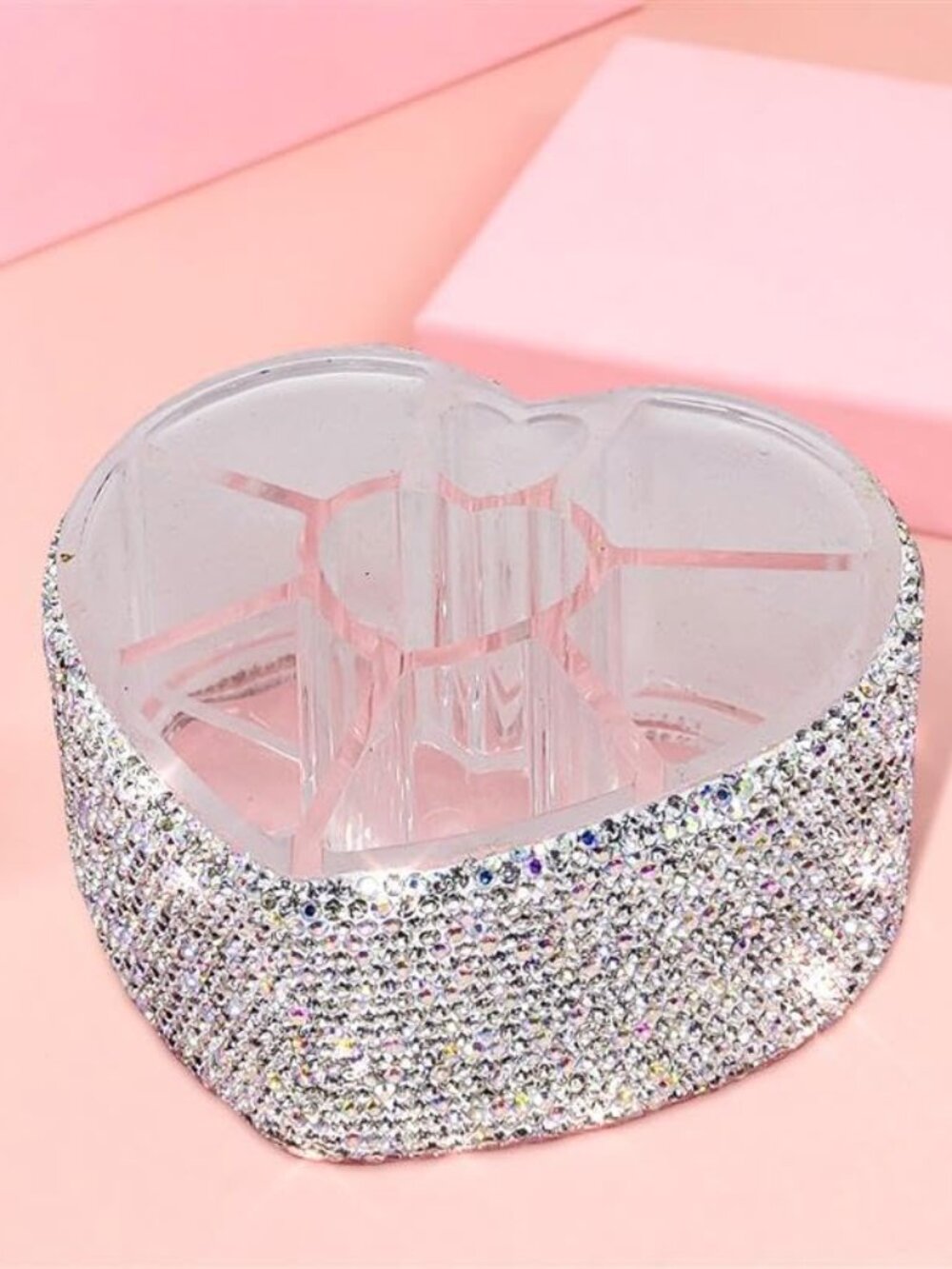Heart Lipstick Organizer Bling Rhinestone – Cute Vanity Desk Decor